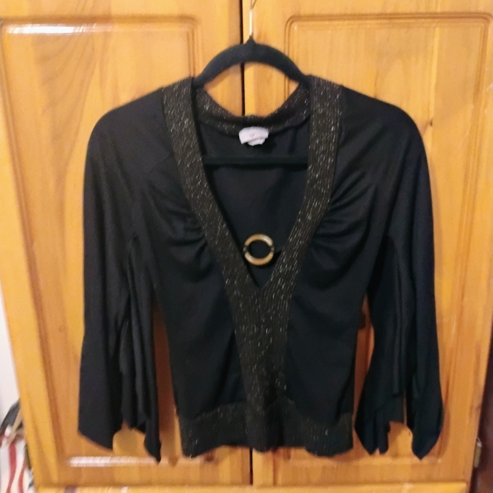 Chic Black Top with Gold Accent